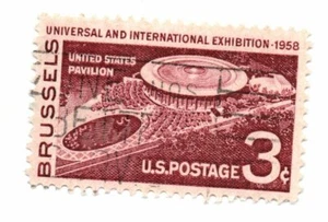 US 3 Cent Brussels International Exhibition Pavilion 1958 Scott 1104 gebraucht (a1) - Bild 1 von 2