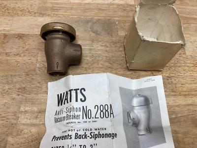 De colección Nuevo de Lote Antiguo EE. UU. Vatios 288A Anti-Sifón Aspirador 3/4 Montaje Bronce Latón Foto 1 de 4