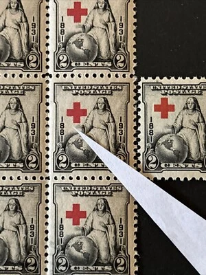 54476 US Stamps Sc #702 Hold Up Shift Red-Cross Block 6 Errors MNHOG EFO* - Image 1 of 3