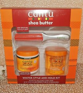 Cantu Winter Style and Hold Kit Shea Butter Curl Cream Anti Shedding style Gel