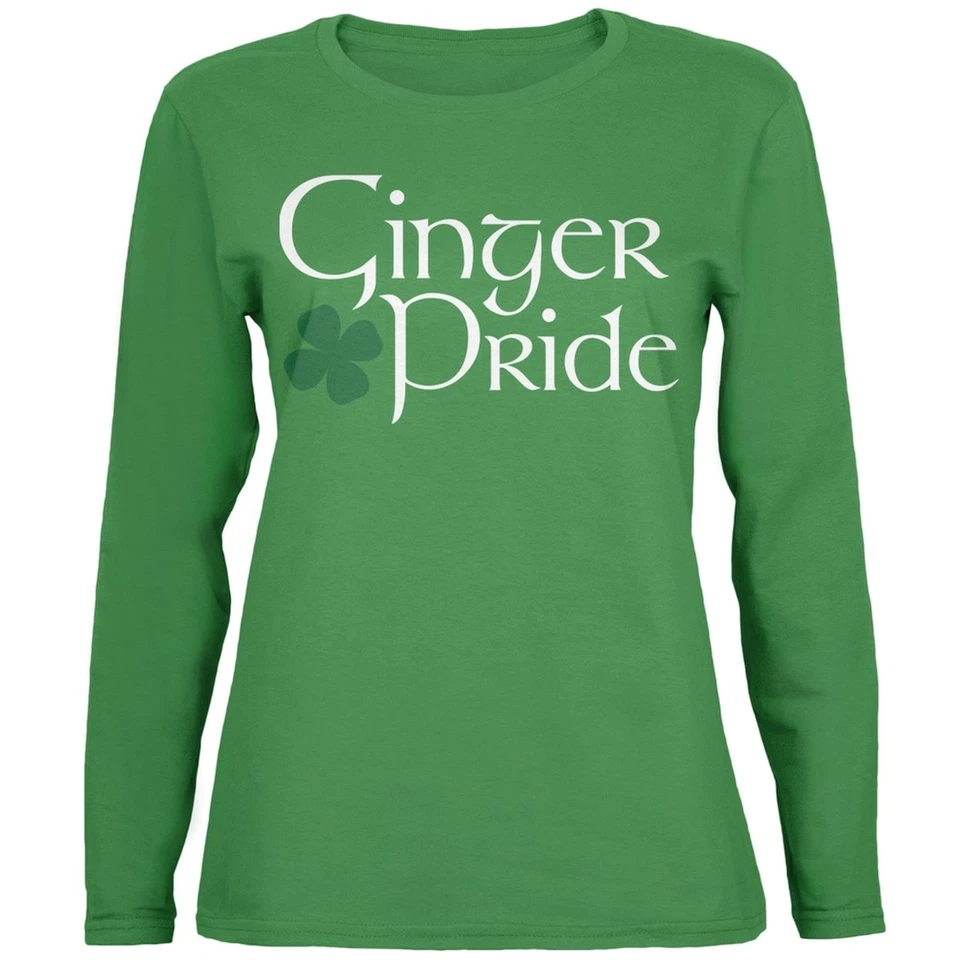 Día de San Patricio - Camiseta de manga larga verde Ginger Pride para dama Foto 1 de 1
