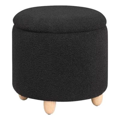 Coaster Valia Fabric Upholstered Round Storage Ottoman Black - Image 1 of 4