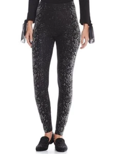 Zozo Black Beige Specked Stretch Leggings Pants M - Picture 1 of 3