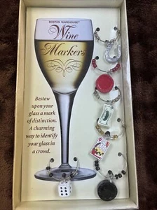 Boston Warehouse Wine Markers 2001 Gambling Themed New In Box - Picture 1 of 7