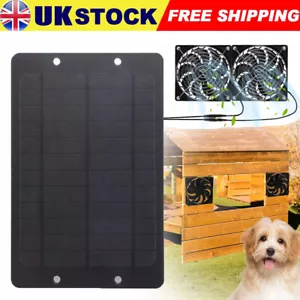 Portable Solar Powered Dual Fan Mini Ventilator Greenhouse Pet Dog Chicken House - Picture 1 of 13