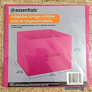 Storage Container Collapsable Pink 11 x 10.5 by Essentials Brand New in Package - Picture 1 of 2