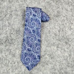 Charvet Place Vendome Mens Silk Necktie Tie Blue Floral Paisley Made in France