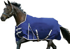 Comfitec Essential Standard Neck Medium Horse Blanket, Navy/Silver/Red, 72"