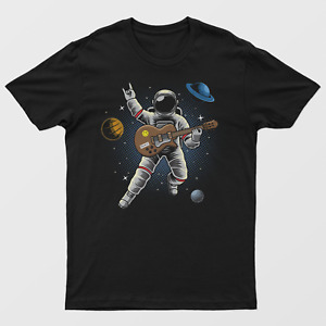 Astronaut Playing Guitar in Space funny Unisex   T-Shirt  Rock Music Tee