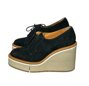 Robert Clergerie Bravo Suede Lace Up Wedge Heels Platform Oxfords Size 40 - Picture 1 of 6
