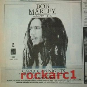 BOB MARLEY Caribbean Nights 1988 UK Press ADVERT 8x7" - Imagen 1 de 1