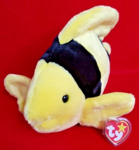 Ty Original Beanie Buddy MwMT - Yellow Black Fish - Picture 1 of 5