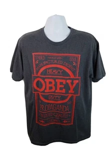 Camiseta Oficial Obey Heavy Duty Propaganda Manufacturada Disidencia Gris Talla Grande - Imagen 1 de 7