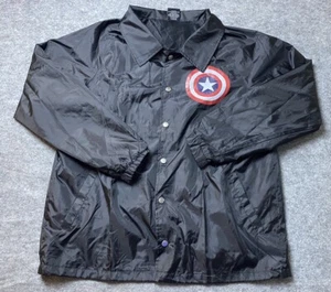 Captain America Jacket Mens Extra Large Black Marvel Comics Windbreaker Raincoat - Picture 1 of 7
