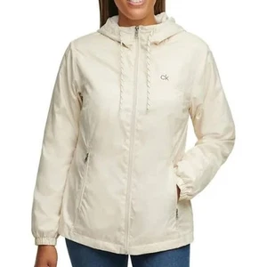 *NWT* Calvin Klein Womens Fleece Lined Windbreaker (Putty, S) - Picture 1 of 5