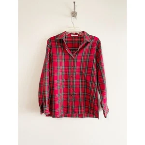 Camicia camicia Foxcroft antirughe rosso verde tartan plaid bottoni taglia 8 - Foto 1 di 3