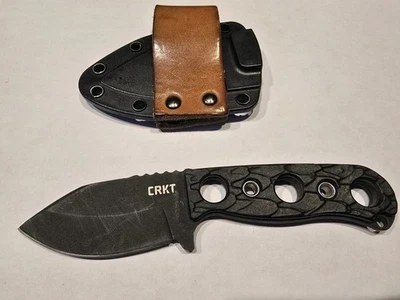 CRKT Pangolin Tactical Black Knife w/ 3 Inch Blade, GRN Handle Scales,Sheath - Image 1 of 2