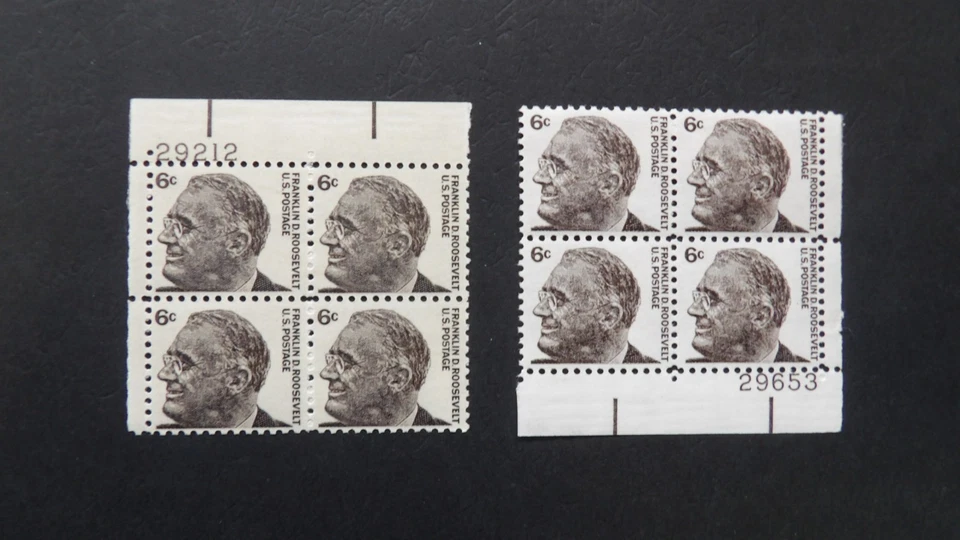 #1284 1284a 6c Roosevelt Plate Blocks "Tagged and Untagged" MNH OG VF #3 - Image 1 of 1