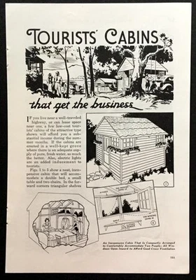 Cabin Camp 10'x12' 1935 How-To Build PLANS Vacation Tourist - Image 1 of 2