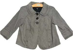Larry Levine schwarz weiß Denim Eisenbahn Nadelstreifen Damen Cropped Mantel Gr. S - Bild 1 von 13