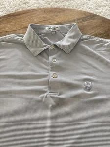 Peter Millar Summer Comfort Golf Polo Gray White Striped large - Picture 1 of 7