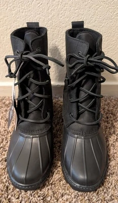 Sperry Womens Techwave Black Waterproof Rain Rubber Leather Grip Boots New 8.5  - Image 1 of 4