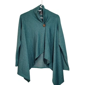 Bobeau Women's Knit Open Front Cardigan Sweater S/CH Teal Wood Button - Picture 1 of 12
