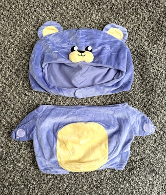 Disfraz de oso de peluche púrpura Finch aplicación de autocuidado Foto 1 de 2