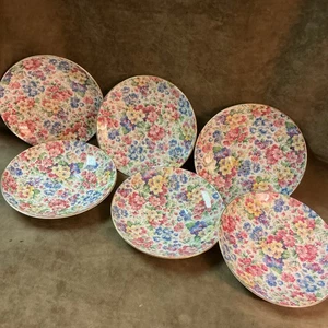 Colclough Bone China Longton England floral Chintz saucer a lot of six pieces - Picture 1 of 6