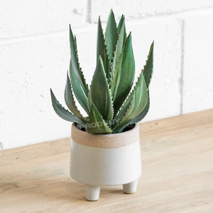 33cm Tall Artificial Aloe Vera House Plant Potted in Grey Ceramic Planter Pot - Picture 1 of 6
