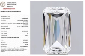 5.01 Criss Cut Diamante creato in laboratorio per anello di fidanzamento certificato IGI E VVS2 - Foto 1 di 9