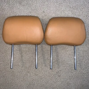 2003-2009 Nissan 350Z Front Left & Right Seat Head Rests Headrest Tan Brown OEM - Picture 1 of 11