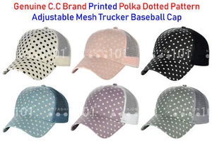 NEU! C.C bedrucktes gepunktetes Muster verstellbar Mesh Trucker Baseball CC Cap - Bild 1 von 25