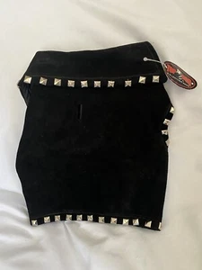 NWT TOP DOG K9 LEATHER GEAR.BLACK SUEDE STUDDED DOG COAT/JACKET MOTORCYCLE SMALL - Picture 1 of 8