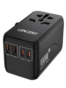 65W/100W Gan International Travel Adapter with 2USB 3 Type C Gan Fast Charging A - Picture 1 of 16
