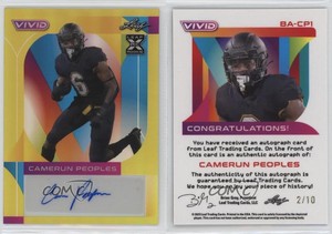 2023 Leaf Vivid Yellow Prismatic /10 Camerun Peoples #BA-CP1 Rookie Auto RC