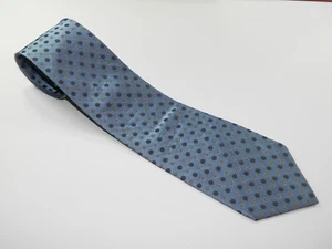Men's BANANA REPUBLIC Silk Tie Necktie MADE IN USA BLUE BLACK SPHERES POLKA DECO - Picture 1 of 2