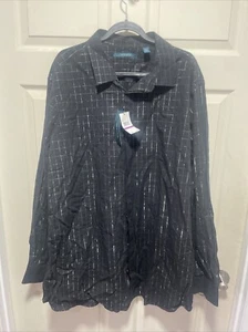Perry Ellis Men's Long Sleeve Button Up Shirt, Black Stripes, XXL Big & Tall New - Picture 1 of 4