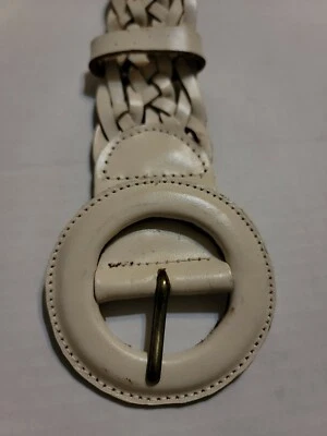 Cinturón Trenzado Cuero Genuino Marfil Mujer Talla M Ajustable Hecho en India Verano Foto 1 de 4