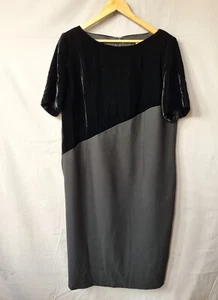 Marina Rinaldi Dress Size 27 UK 22 Black Velvet Shift Dress Wool Blend Festive - Picture 1 of 9
