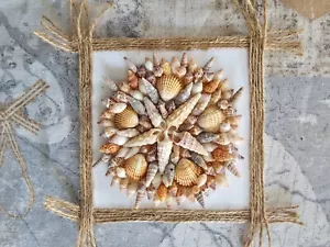Conchiglie di mare fatte a mano artigianato artistico su tela - Foto 1 di 4