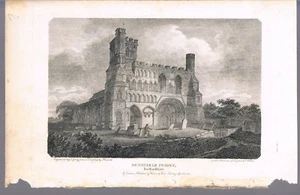 Grabado Bellezas de Inglaterra y Gales c1801 DUNSTABLE PRIORY BEDFORDSHIRE - Imagen 1 de 1