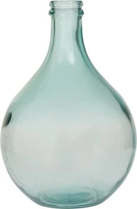 Handgefertigte dekorative spanische Blumenvase aus Recyclingglas 11" x 11" x 17" türkis - Bild 1 von 6