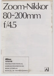 NIKON ZOOM - NIKOR 80 - 200mm f/4.5 INSTRUCTION MANUAL # 39 - Picture 1 of 1
