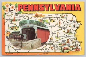 Pennsylvania Large Letter Road Map Divided Back VTG Postcard - Picture 1 of 2