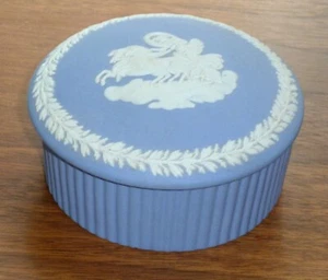 Vintage Pale Blue Cameo Trinket Jewelry Box Vanity Decor 3” - Picture 1 of 7