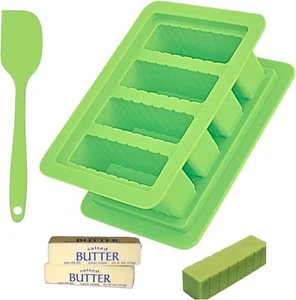Silicone Butter Mold and Silicone Spatula - Green Silicone Butter Tray Container - Picture 1 of 4