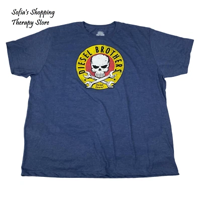 Diesel Brothers 4XLT BLUE Go Hard Go Diesel Skull Cross Wren Men's T-Shirt Tee - Image 1 of 4