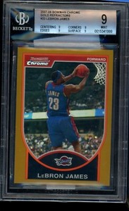 LeBron James 2007-08 Bowman Chrome #23 Gold Refractor #D 19/99 BGS 9 MINT