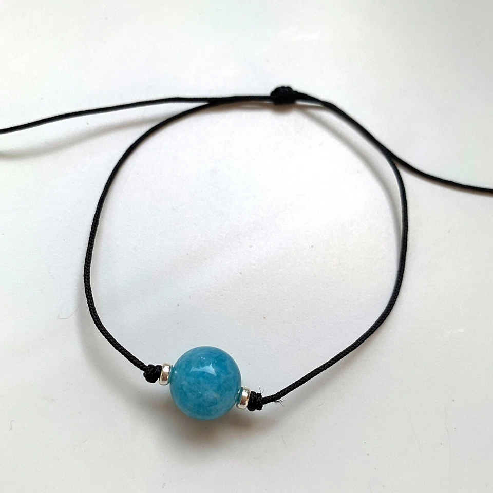 Armband mit  Amazonit, 925 Silber, Nylonkordel - Bild 1 von 1